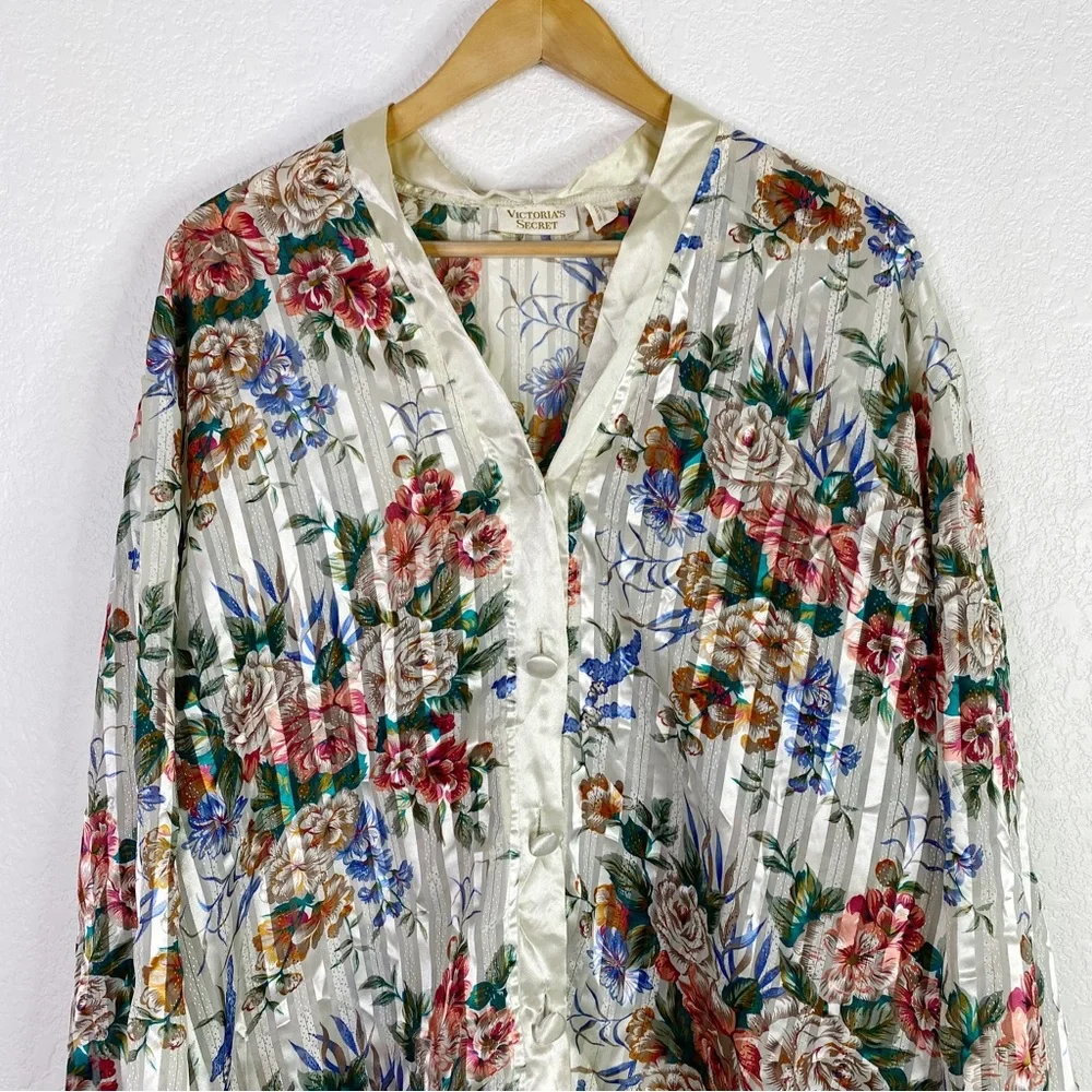 Vintage Victoria Secret Gold Label Floral Pajama Top